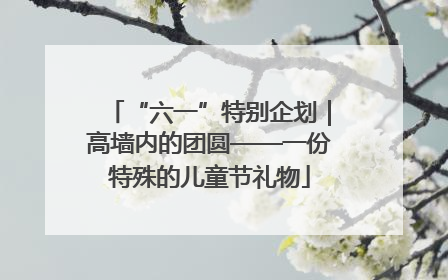 “六一”特别企划｜高墙内的团圆——一份特殊的儿童节礼物