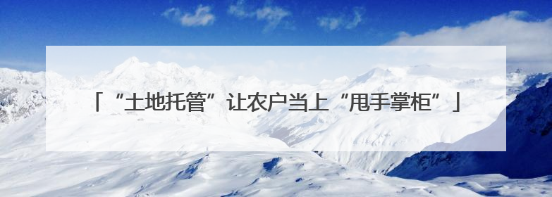 “土地托管”让农户当上“甩手掌柜”