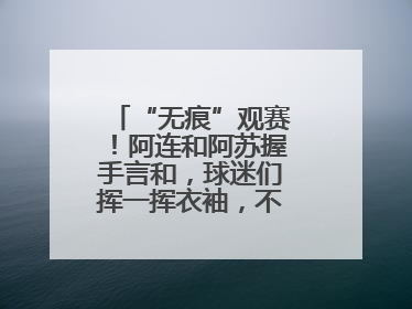 “无痕”观赛！阿连和阿苏握手言和，球迷们挥一挥衣袖，不留下一片云彩