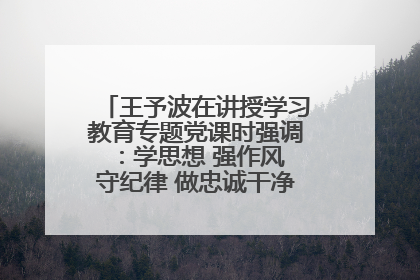 王予波在讲授学习教育专题党课时强调：学思想 强作风 守纪律 做忠诚干净担当的共产党员