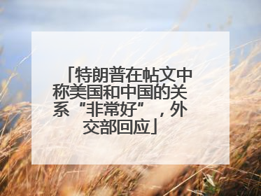 特朗普在帖文中称美国和中国的关系“非常好”，外交部回应