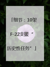 细节：10架F-22支援“历史性任务”
