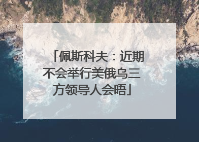 佩斯科夫：近期不会举行美俄乌三方领导人会晤