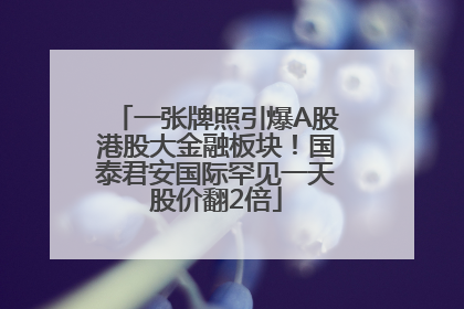 一张牌照引爆A股港股大金融板块！国泰君安国际罕见一天股价翻2倍