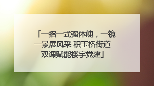 一招一式强体魄，一镜一景展风采 积玉桥街道双课赋能楼宇党建