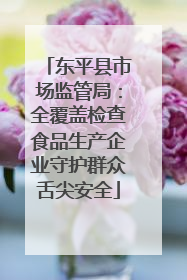 东平县市场监管局：全覆盖检查食品生产企业守护群众舌尖安全