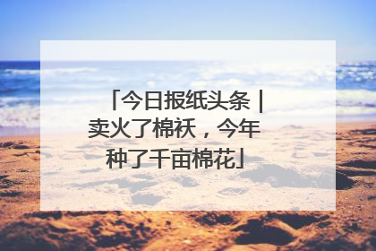 今日报纸头条｜卖火了棉袄，今年种了千亩棉花