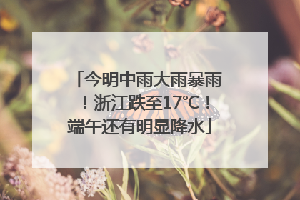 今明中雨大雨暴雨！浙江跌至17℃！端午还有明显降水