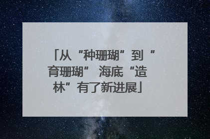 从“种珊瑚”到“育珊瑚” 海底“造林”有了新进展