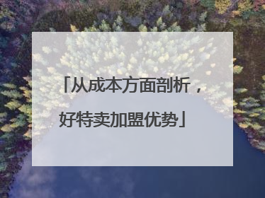 从成本方面剖析，好特卖加盟优势