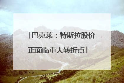 巴克莱：特斯拉股价正面临重大转折点