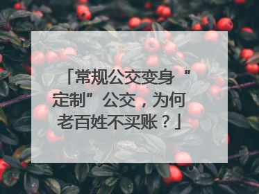 常规公交变身“定制”公交，为何老百姓不买账？