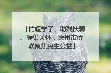 情暖学子、助残扶弱、暖巢关怀，德州市侨联聚焦民生公益