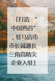 打造 “中国药谷”，驻马店市市长诚邀长三角高精尖企业入驻