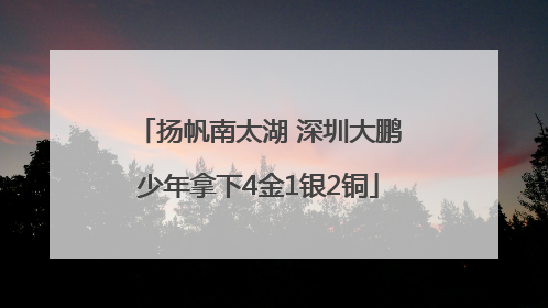 扬帆南太湖 深圳大鹏少年拿下4金1银2铜