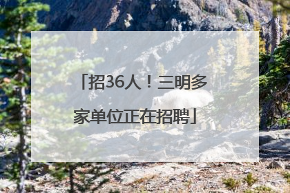 招36人！三明多家单位正在招聘