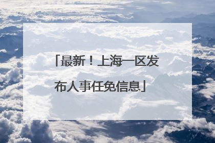 最新！上海一区发布人事任免信息