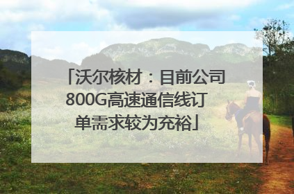 沃尔核材：目前公司800G高速通信线订单需求较为充裕