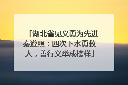 湖北省见义勇为先进秦遵照：四次下水勇救人，善行义举成榜样