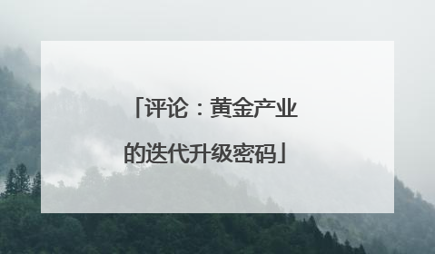 评论：黄金产业的迭代升级密码