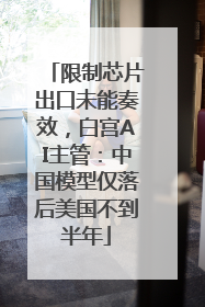 限制芯片出口未能奏效，白宫AI主管：中国模型仅落后美国不到半年