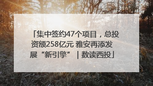 集中签约47个项目，总投资额258亿元 雅安再添发展“新引擎”｜数读西投