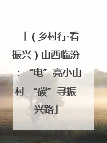 （乡村行·看振兴）山西临汾：“电”亮小山村 “碳”寻振兴路