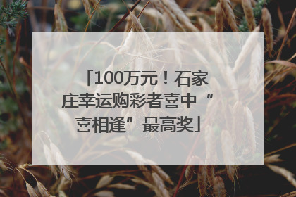 100万元！石家庄幸运购彩者喜中“喜相逢”最高奖