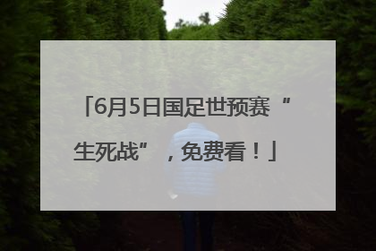 6月5日国足世预赛“生死战”，免费看！